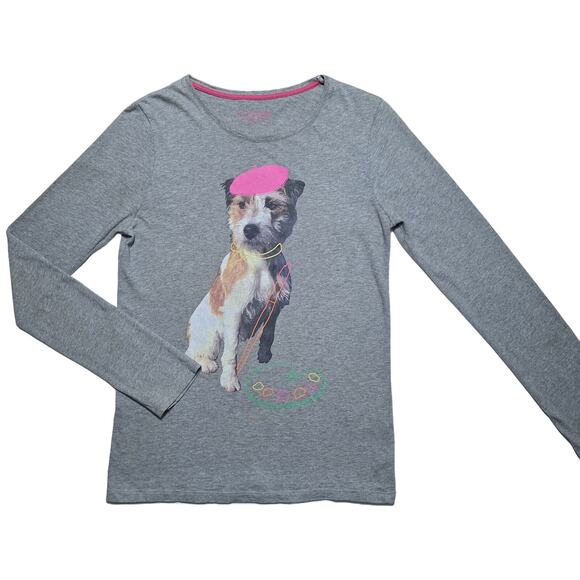 Mini Boden French dog artist graphic long-sleeved cotton t-shirt - Picture 1 of 7